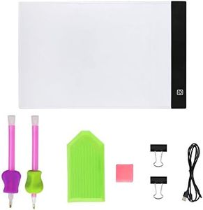 Diamond Painting A4 Dimmable LED Light Board LED Tablet Bright Light Pad Light Box Apply to 5D Diamond Painting Artcraft Watercolour Copy Quilting Tracing by Number Kit with Tools (A4 Size Light Box)