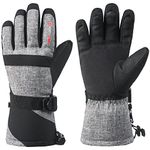 alpine swiss Mens Waterproof Gauntlet Snow Ski Gloves Winter Sport Snowboarding Windproof Warm 3M Thinsulate GRY Large