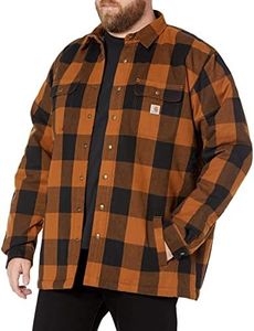 Carhartt Men's Relaxed Fit Heavyweight Flannel Sherpa-Lined Shirt Jacket, Carhartt Brown, Large Tall