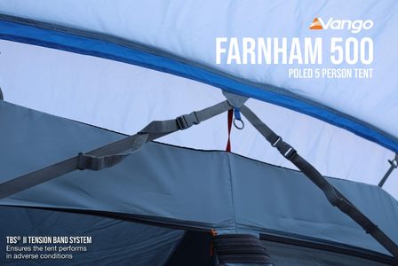 Vango Farnham 500 5-Person Tunnel Tent – TBS II, Sun Porch, River Blue
