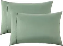 Bedsure Queen Pillow Cases Set of 2 - Sage Green Polyester Microfiber Pillowcase 2 Pack, Super Soft and Cozy Pillow Case Covers with Envelop Closure, 20x30 Inches