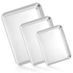 Oven Tray, Joyfair Stainless Steel Baking Tray Set of 3, Large Baking Sheet/Baking Tray Set Ideal for Pizza Cake Bread Cookies, Mirror Finished & Flat Bottom, Freezer & Dishwasher Safe, 3 Sizes