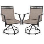 Tangkula Outdoor Swivel Dining Chairs Set of 2, Patio Chairs with Quick-Drying Fabric and Metal Frame, Outdoor Bistro Chairs with Armrests for Porch, Lawn, Garden and Backyard (1, Brown)