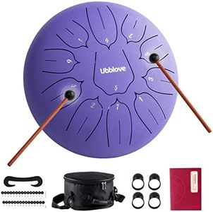 Steel Tongue Drum - 11 Notes 10 Inch Handpan Drums D Major Percussion Music Instrument with Music Book Drum Mallets Carry Bag for Adults Musical Education Meditation Concert Yoga Gift (Purple)