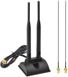 Eightwood 2.4GHz 5GHz Dual Band RP-SMA Male WiFi Antenna + 2pack IPEX MHF4 to RP-SMA Female Cable 25cm for M.2 NGFF Network Card PC Computer