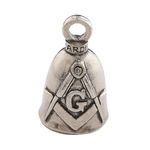 Guardian Bell Profession Good Luck Bell w/Keyring & Black Velvet Bag | Motorcycle Bell | Lead-Free Pewter | Made in USA, Masonic, 1.5 Inch