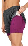 NEVER LOSE 2-in-1 Sports Shorts with Phone Pocket, Light Weight & Quick Dry for Gym, Running & Athletic wear Men & Women (L, W.Dark Grey)