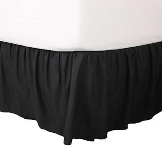 Martex King Ruffle Bed Skirt | Easy Fit Bed Skirts | Microfiber Bed Skirt | 15 Inch Drop | Hotel Quality Bedskirt | Black