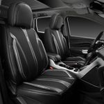 CAR PASS Nappa Leather Car Seat Covers Cushioned, Waterproof Leatherette Seat Covers Anti-Slip 5 Seats, Universal for Cars,SUV,Pick-Up,Truck,Sedan,Vehicles Sports(Full Set Black Charcoal Carbon Fiber)