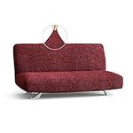 PAULATO BY GA.I.CO. Futon Cover - Armless Couch Cover Sofa Bed Slipcover Without Armrest - Soft Fabric Cover - 1-Piece Form Fit Stretch Futon Cover for Kid Pet - Microfibra Collection - Burgundy
