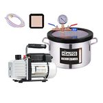 HZAUTOS 4CFM 1/3HP Single-Stage Vacuum Pump and 1.5 Gallon Vacuum Chamber kit with Tempered Glass Lid, No Oil Included, Perfect for Stabilizing Wood, Degassing Silicones, Epoxies