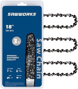 SawWorks 3-Pack 18 Inch Chainsaw Chain SW-B72, 325" Pitch - .058" Gauge - 72 Drive Links, Compatible with Husqvarna 543XP, 545, 550XP, 440, 445, Oregon 21LGX072G, 21BPX072G and More