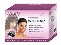 Annie Wide Band Wig Cap, Black, 144