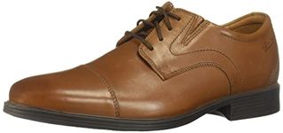 Clarks Men's Whiddon Cap Oxford, Dark Tan Leather, 10