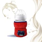 THE LITTLE LOOKERS Bottle Cover for Philips Avent/Wide Neck Feeders Soft Plush Stretchable Baby Feeding Bottle Cover with Easy to Hold Strap (Red, Wide Neck 125ml/4OZ)