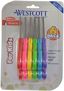 Westcott Scissors For Kids, 5’’ Pointed Safety Scissors, Assorted, 6 Pack (16455)