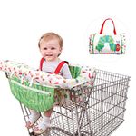 Baby 2-in-1 Shopping Cart Cover Cushion, Adjustable Baby Supermarket Shopping Trolley Seat Covers, High Chair Cover Mat with Safety Belt for Baby Kids Children