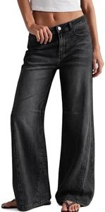 Trendy Queen Women's Wide Leg Jeans High Waisted Baggy Pants, Black, 10