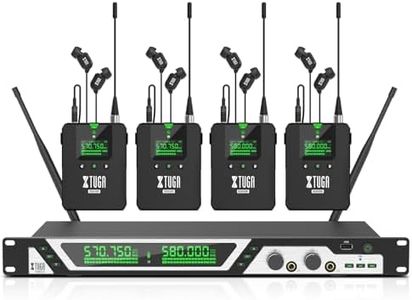 XTUGA SEM200 2 Channel Stereo Wireless in Ear Monitor System 4 Rechargeable Bodypacks UHF Stage Monitoring with Bluetooth 213FT Wireless in Earphone for Studio (4 Receiver + 1 Transmitter)