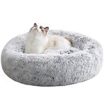 WESTERN HOME WH Dog Bed,Cat Kitten Bed large washable,Waterproof Scruffs Dog Bed,Fluffy Plush Dog Basket with Anti-Slip Bottom,Light Grey,M (50x50x20 cm)