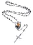 Supcare Womens Catholic Beads Rosary Necklace, Personalized Engraved Photo Cross Pendant Necklaes Stainless Steel, Memorial Gifts for Couples Good Friends