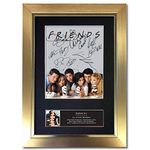 #819 FRIENDS TOP USA TV SHOW Signed Autograph Mounted Photo Reproduction PRINT A4 Rare Perfect Birthday (297 x 210mm) (Gold Frame)