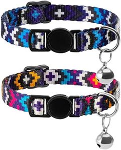 CollarDirect Aztec Cat Collar Breakaway Pack of 2 PCS Nylon Tribal Pattern Geometric Pet Kitten Collars for Cats (Blue + Purple)