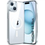 TheGiftKart Ultra-Hybrid Back Case Cover for iPhone 15 Plus Compatible with MagSafe | Camera Protection | Hard Crystal Clear Back | Shockproof Case Cover for iPhone 15 Plus (PC & TPU, Transparent)