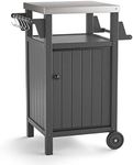 KORVOS Kitchen Portable Outdoor Grill Cart, Patio Bar Cart with Stainless Steel Top and Rolling Wheels, BBQ Cart for Indoor&Outdoor Use, Grey
