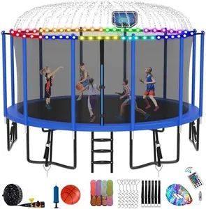 DeepRoar 1500 LBS 16FT Tranpoline with Safety Enclosure Net, Outdoor Recreational Tranpoline, Basketball Hoop, Spring Pad, Ladder, Combo Bounce Jump Tranpoline, Large-Scale Tranpoline for Kids/Adults
