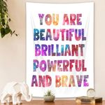 Wathon Positive Inspirational Quote Tapestry, Quote Tapestry Motivational Wall Art Office Wall Decor Home Decor Watercolor Rainbow Style Tapestry for Bedroom Living Room Dorm 40X60