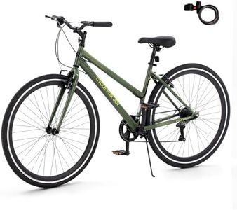 RegalRider Hybrid Bike, 7-Speed 700C City Commuter Bicycle, Low Step-Through Frame, Adjustable Seat & Handlebar, V Brakes, Lock, Reflectors, 90% Pre-Assembled, Hybrid Bicycle for Men & Women