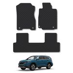 Rubber Car Mats Compatible with Honda Cr-V (2012-2018) Tailored Fit Rubber Floor Mats Set Accessory Black Custom Fit 4 Pieces with Clips - Anti-Slip Backing, Heavy Duty & Waterproof