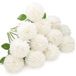 Floweroyal Artificial Flowers 12pcs Chrysanthemum Ball Flowers Silk Hydrangea Bridal Wedding Bouquet for Home Garden Party Office Coffee House Decorations (Cream White).