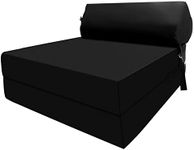 Fold Out Guest Bed Single Chair Z Bed Comfortable Futon Bed Sofa Ergonomically Designed for Adult and Kids folding mattress (Black)