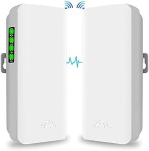 eoqo Wireless Bridge, 5.8GHz Outdoor Point to Point Access Point PTP/PTMP Plug & Play CPE Network 100Mbps 2KM Long Range WiFi Extender with 12DBI High Gain Antenna, POE Power Adapter, 2PCS Ethernet Cables