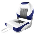 XGEAR Low Back Boat Seat, Fold-Down Fishing Boat Seat (White/Grey/Blue)