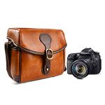 Topixdeals Vintage Camera Bag, DSLR Shoulder Camera Bag with Removable Inserts, Waterproof Shockproof Camera Case for Canon, Nikon, Sony, Pentax, Olympus, Panasonic, Samsung (Brown)