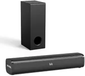 Wohome Sound Bar with 5.25-Inch Wired Subwoofer for Smart TV, 2.1 CH Small TV Soundbar Speakers with Colorful Backlight Support Bluetooth 5.3/Optical/AUX/USB Connectivity, S100 (Black with Subwoofer)