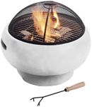 Teamson Home 20.87" Outdoor Round Faux Concrete Wood Burning Fire Pit with Accessories, Gray