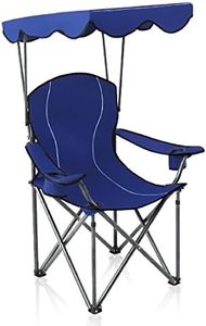 ALPHA CAMP Shade Canopy Chair Folding Camping Chair Support 350 LBS - Navy Blue