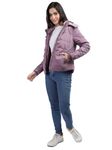 LURE URBAN Women Winter Wear Zipper Hooded Puffer Jacket Purple XL