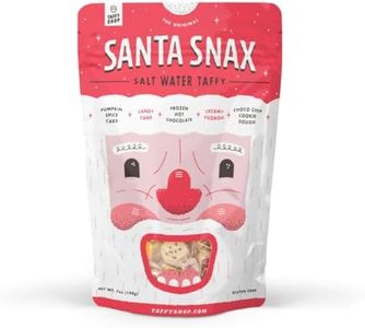 Taffy Shop Santa Snax, Salt Water Taffy - Gourmet Soft Chewy Candy, Variety Pack, Bulk Sweet Snack, Fresh GIft & Gluten-Free, 30 Individually Wrapped Pieces (7oz)