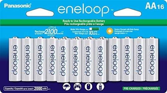 Newest Version Panasonic Eneloop 16 Pack AA NiMH Pre-Charged Rechargeable Batteries -FREE BATTERY HOLDER- Rechargeable 2100 Times