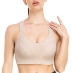 WingsLove Women High Impact Sports Bra Full Support Underwire Workout Bra for Plus Size(Nude,38G)