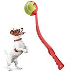 BILISH Dog Ball Launcher For Dogs Tennis Ball Thrower Small Dog Chase Fetch Game Toys Portable Ball Shooter Hands Free Pick Up & Throw Play Ball Chucker For Pet Exercise Blue (Red)