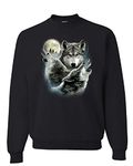 Tee Hunt Howling Wolf Pack Sweatshirt Wild Wilderness Animals Nature Moon Sweater, Black, X-Large