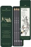 Faber-Castell 5 Piece Quality Water-Soluble Graphite Aquarelle Pencils in a Tin, Including HB, 2B, 4B, 6B and 8B, grey