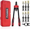 AOBEN 14" Rivet Nut Tool, Professional Hand Rivet Nut Setter Kit Labor-Saving and Compact Design Including 6 Interchangeable Mandrels 90pcs Rivnuts and 2 Mandrel Lock Pins