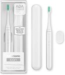 Aquasonic Icon ADA-Accepted Rechargeable Toothbrush | Magnetic Holder & Slim Travel Case | 2 Brushing Modes & Smart Timers | Modern & Convenient (Pearl)